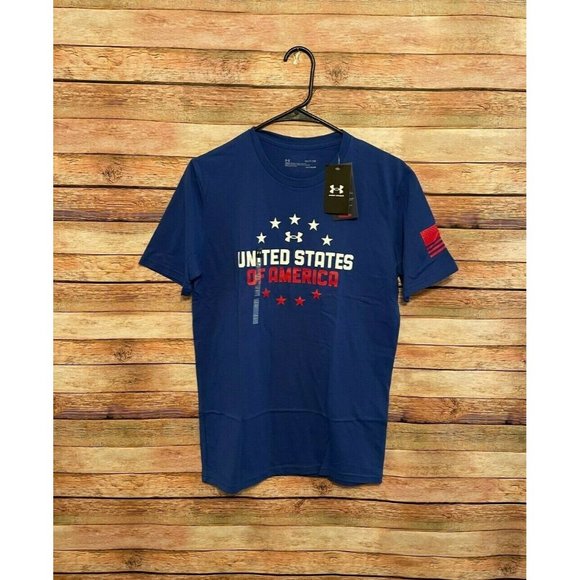 Under Armour Other - NEW Under Armour Freedom UA USA Flag Graphic Logo Shirt Tee Blue Small